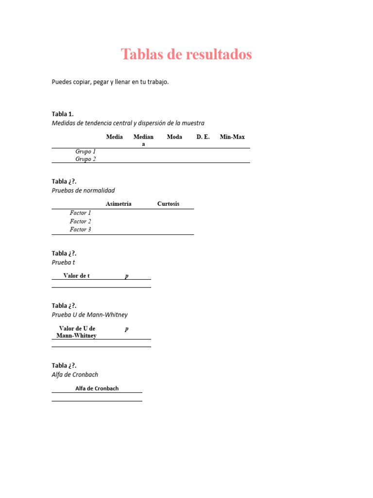 Tablas Resultados | PDF