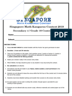 Singapore Math Kangaroo Contest 2019: Secondary 4 / Grade 10 Contest Paper