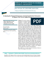 Evaluating The Financial Performance of Listed Food Product Enterprises in Nigeria: The Cost of Capital Factor