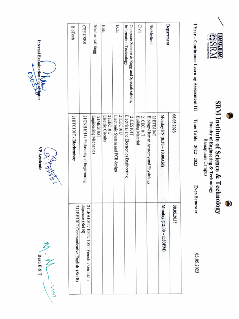 Revised Time Table Meaning In Tamil