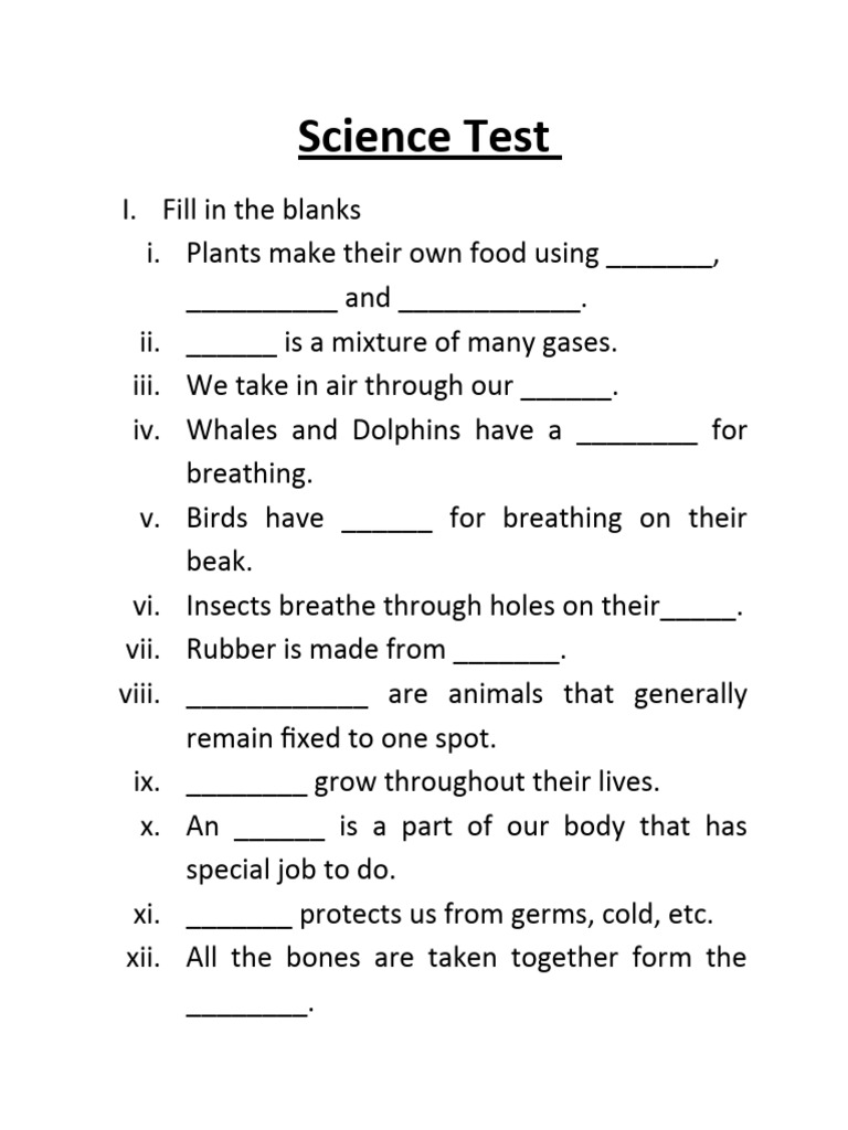 Science Test | Download Free PDF | Blood | Atmosphere Of Earth