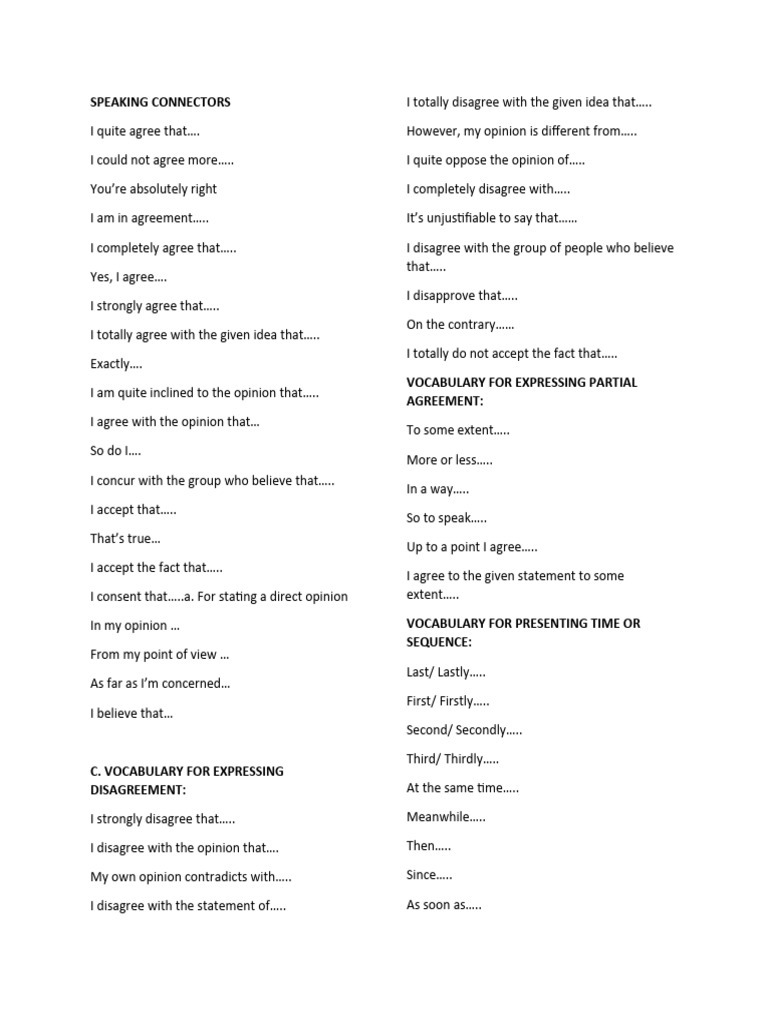 Speaking Connectors PDF Essays