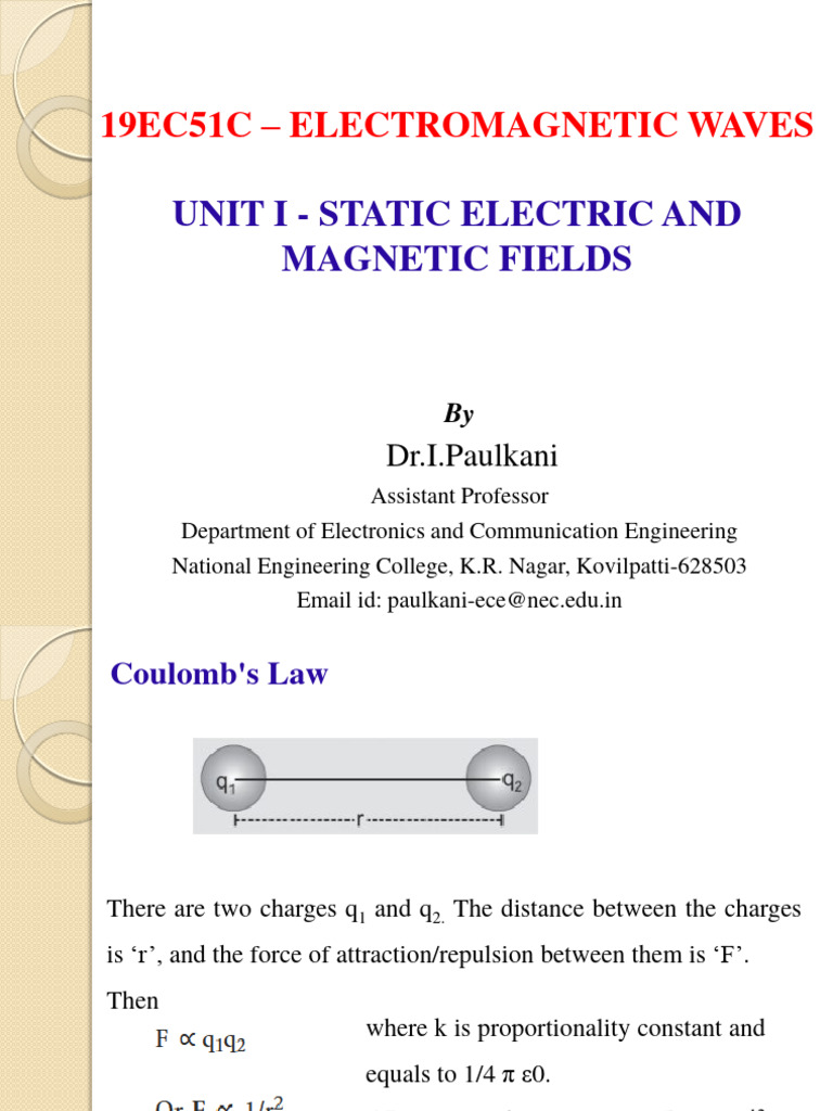 1 Coulombs Law and Principle of Superposition | PDF | Electric Field ...