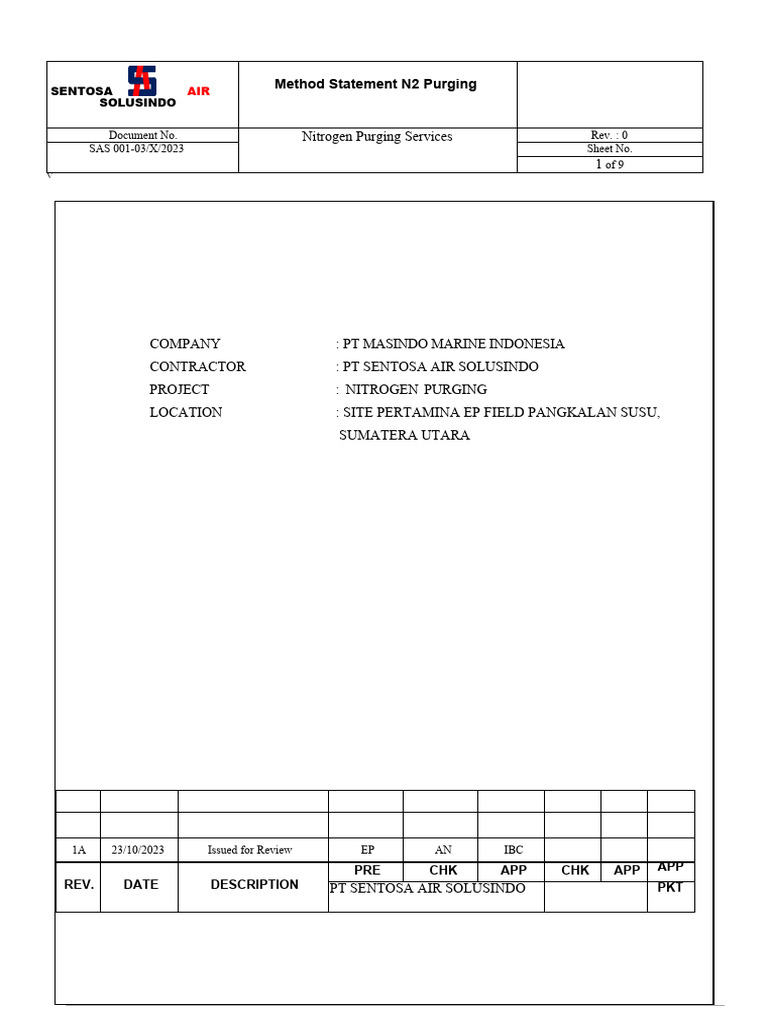 Methode Statement N2 Purging | PDF