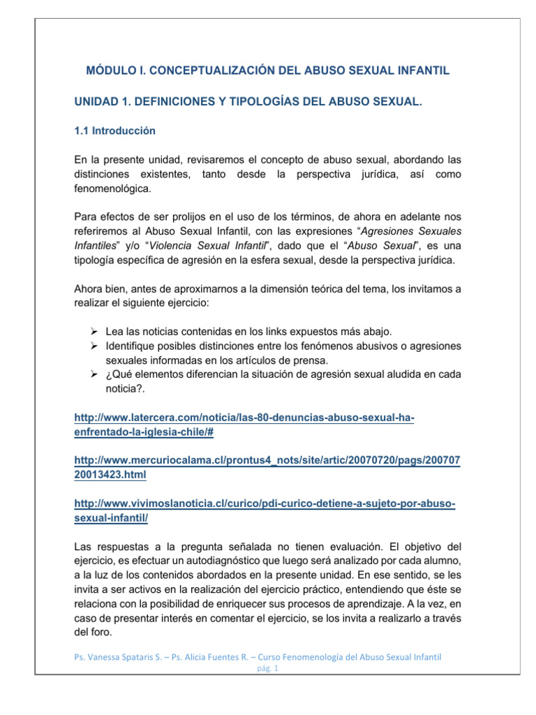 Módulo 1. Unidad 1 Conceptualización Abuso Sexual Infantil | PDF ...