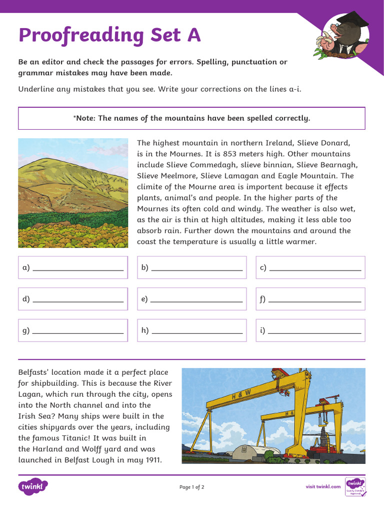 Ni L 1669894552 Proofreading Set A Activity Sheets - Ver - 2 | PDF