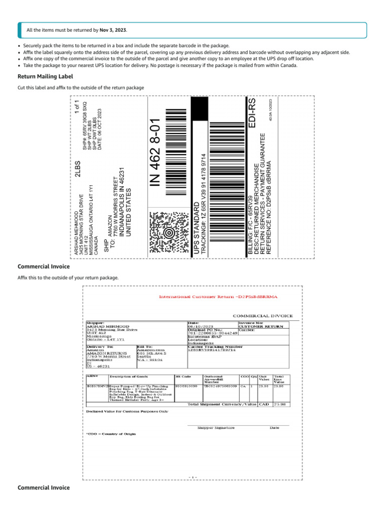 Online Return Center | PDF