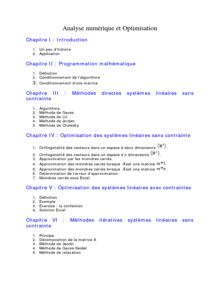 Analyse Numérique et Optimisation | PDF | Optimisation mathématique ...