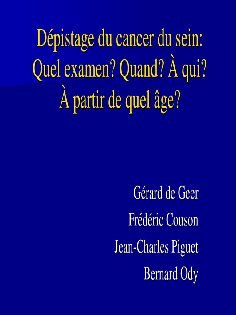 Dépistage du cancer du sein : examens et recommandations | PDF ...