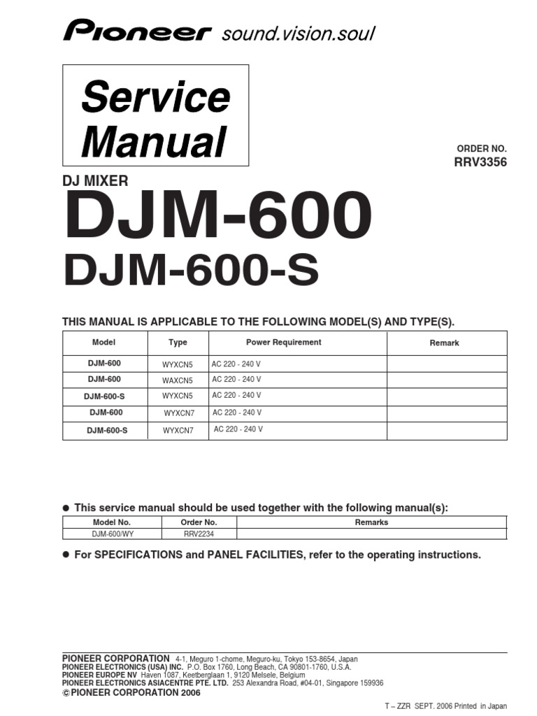 DJM-600 Mixer Service Manual | PDF | Electrical Engineering