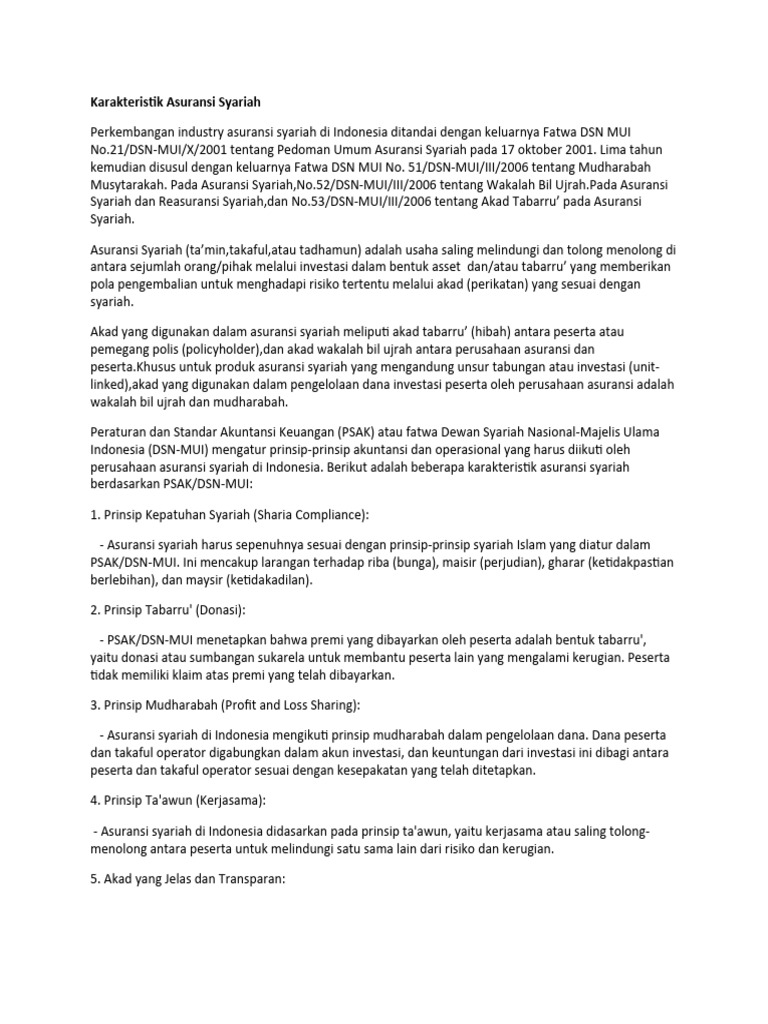 Karakteristik Asuransi Syariah PDF