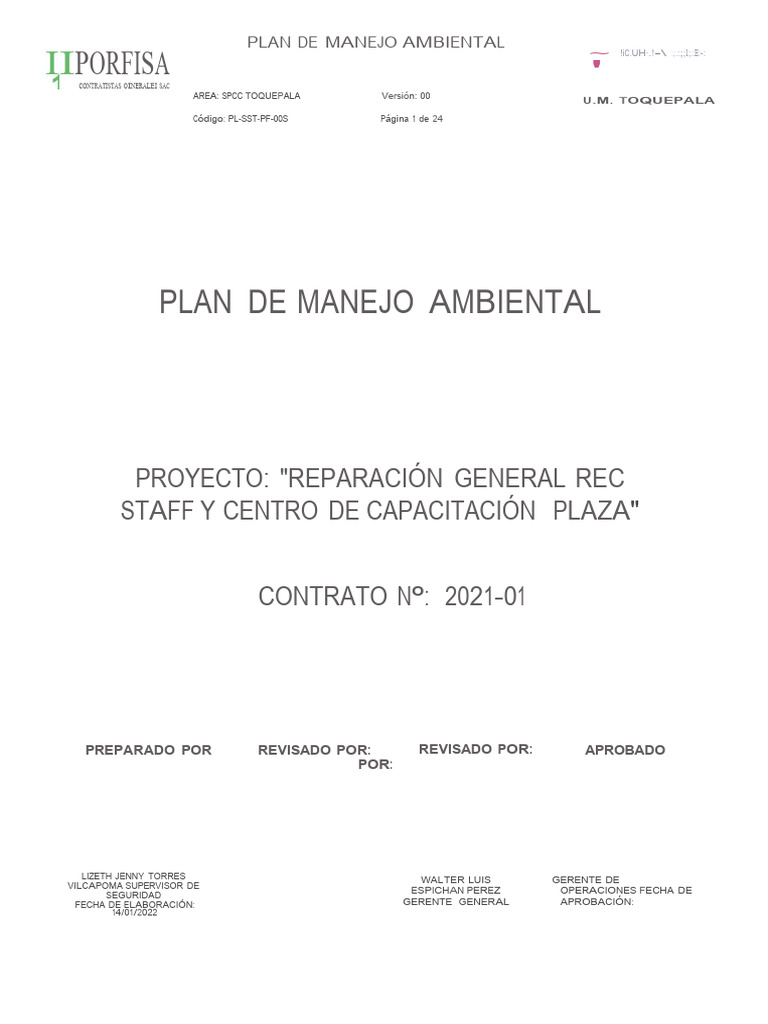 Plan de Manejo Ambiental Toquepala | PDF | Residuos | Entorno natural