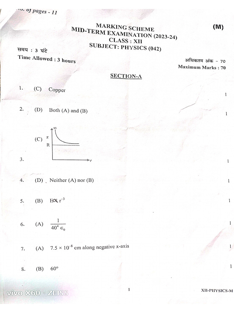 Mid Term Exam Marking Scheme 12 PDF