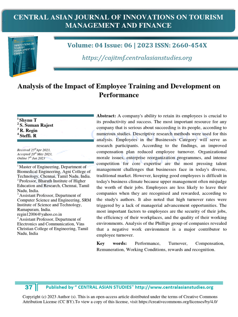 Analysis of The Impact of Employee Training and Development On ...