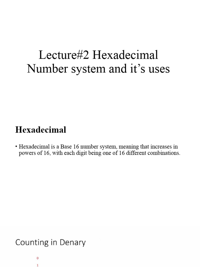 Lecture#2 Hexadecimal Number System | PDF | Teaching Methods & Materials
