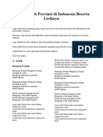 Lagu Daerah Provinsi Di Indonesia Beserta Liriknya