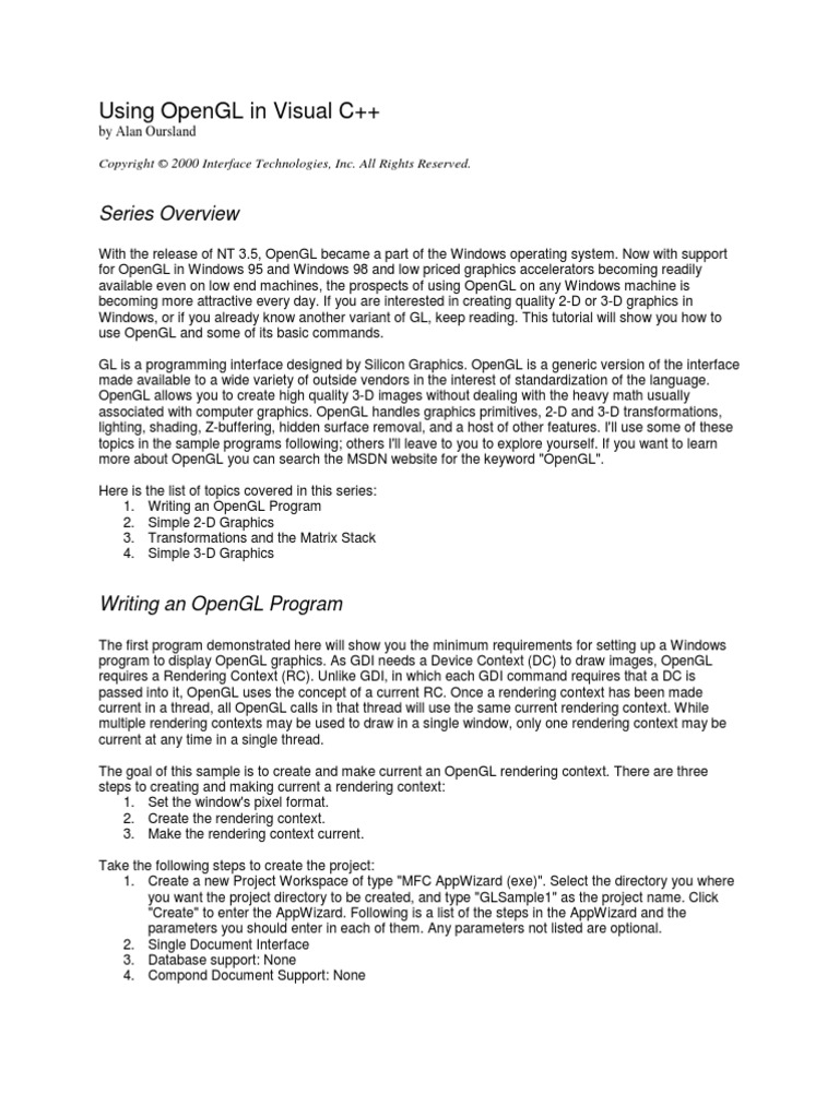Using Opengl in Visual C++ (Alan Oursland) | PDF