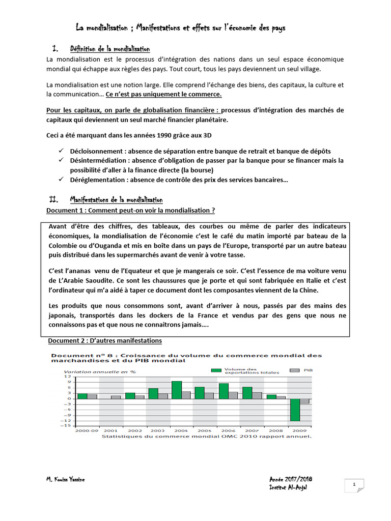 1la Mondialisation Cours 1 | PDF