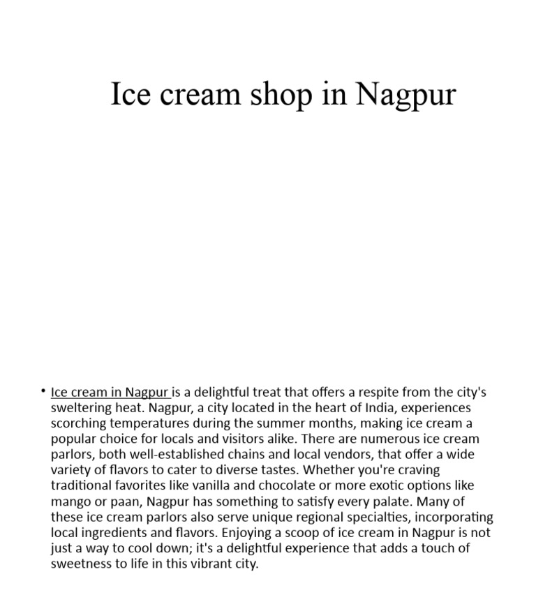 Ice Cream Shop in Nagpur PDF