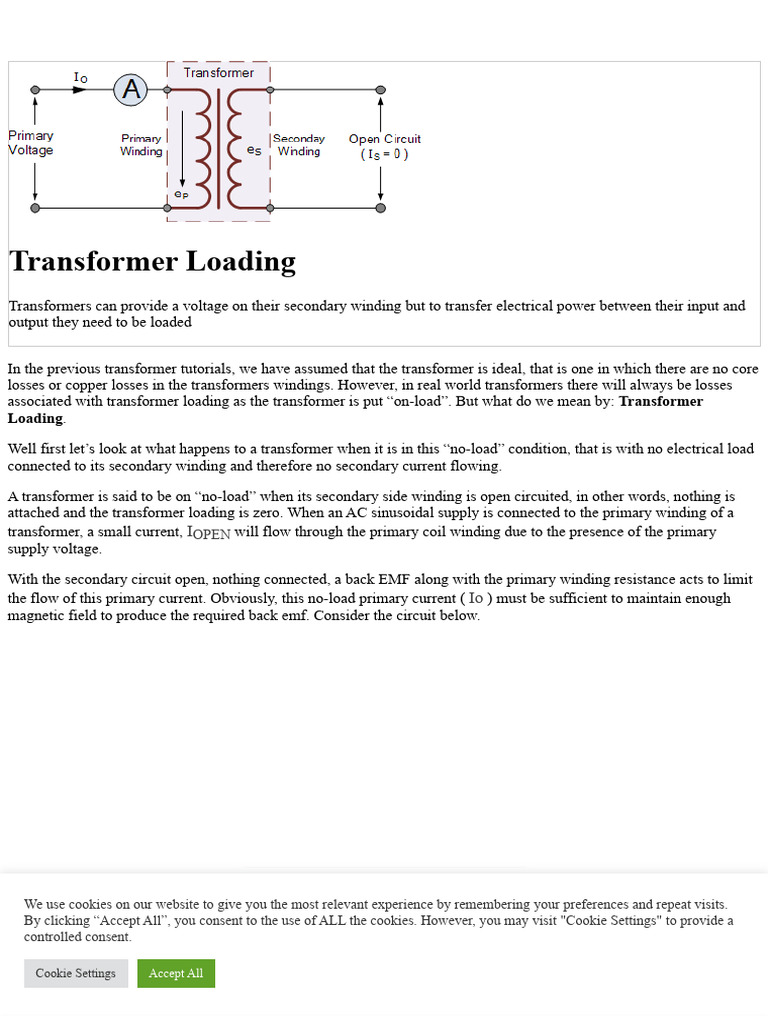 Transformer Phasor Diagrams Explained | PDF