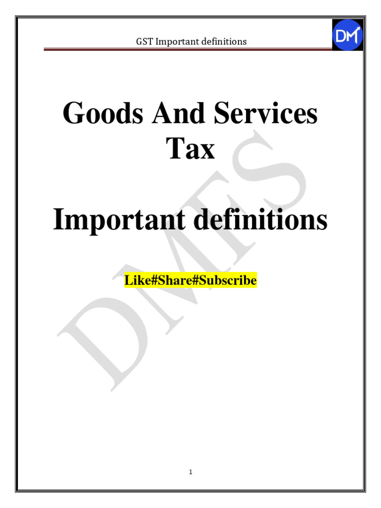 GST Imp Definitions PDF Territorial Waters Business