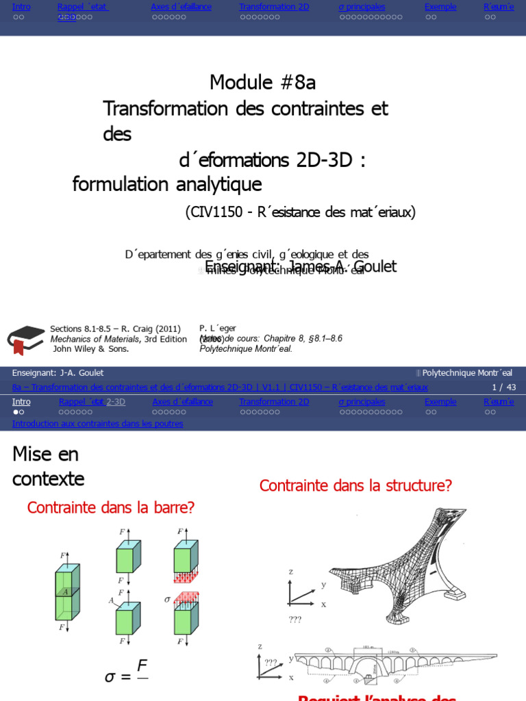 Transformation des contraintes 2D-3D | PDF | Génie du bâtiment | Matériaux