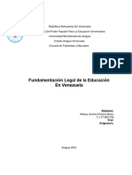 Fundamentacion Legal de la Educacion En Venezuela