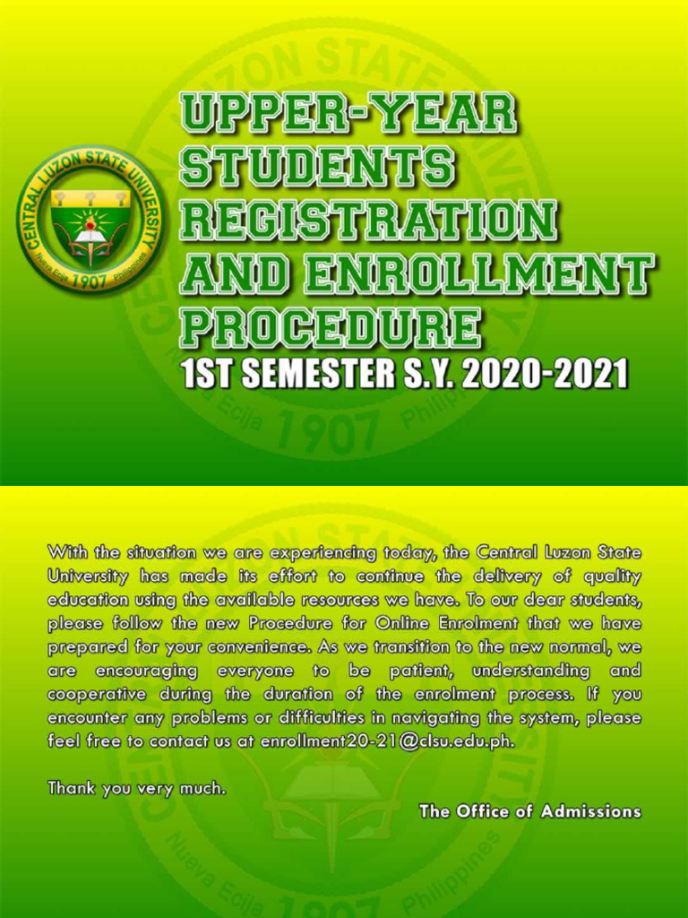 Upper-Year Students Registration and Enrollment Procedure | PDF