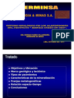 Yacimientos auríferos en el proyecto minero Cerro de Oro