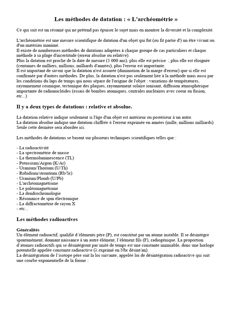 Méthode de datation U-Th en archéométrie | PDF | Radioactivité ...