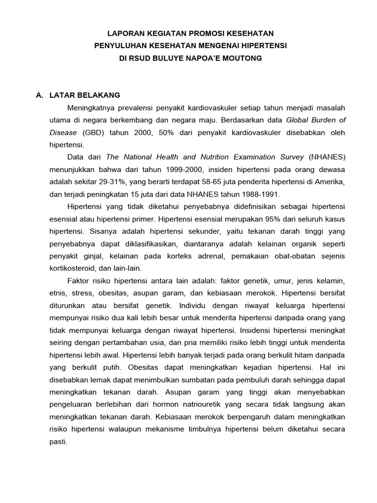 Laporan Kegiatan Promosi Kesehatan | PDF | Kesehatan Holistik
