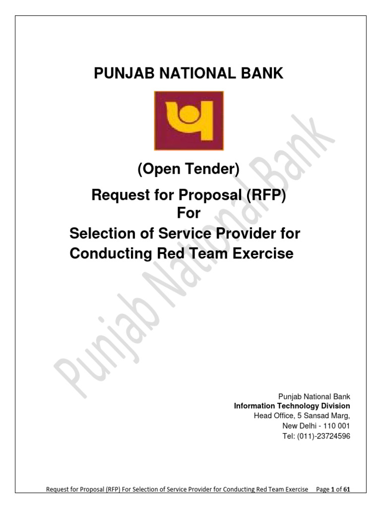 RFP For Selection of Service Provider For Conducting Red Team Exercise ...