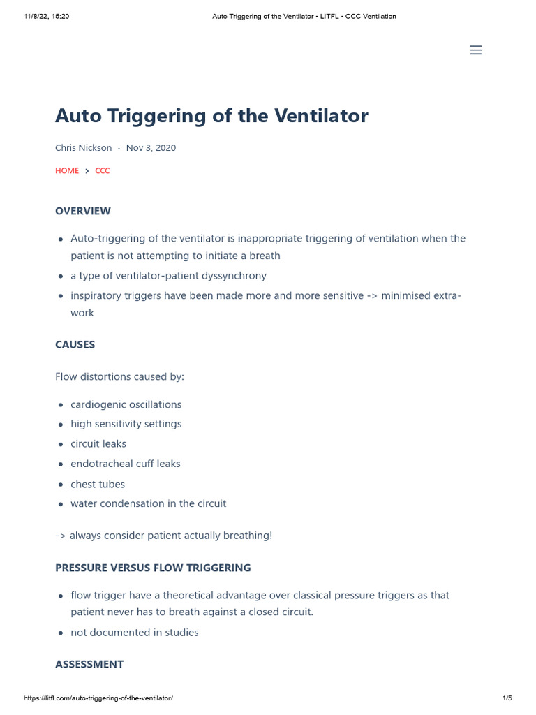 Auto Triggering of The Ventilator LITFL CCC Ventilation PDF