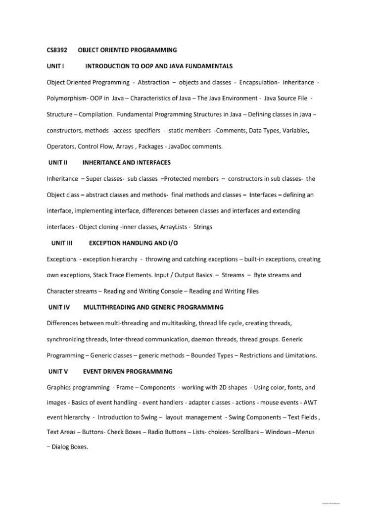 Oops Unit-1 Part 1 | PDF