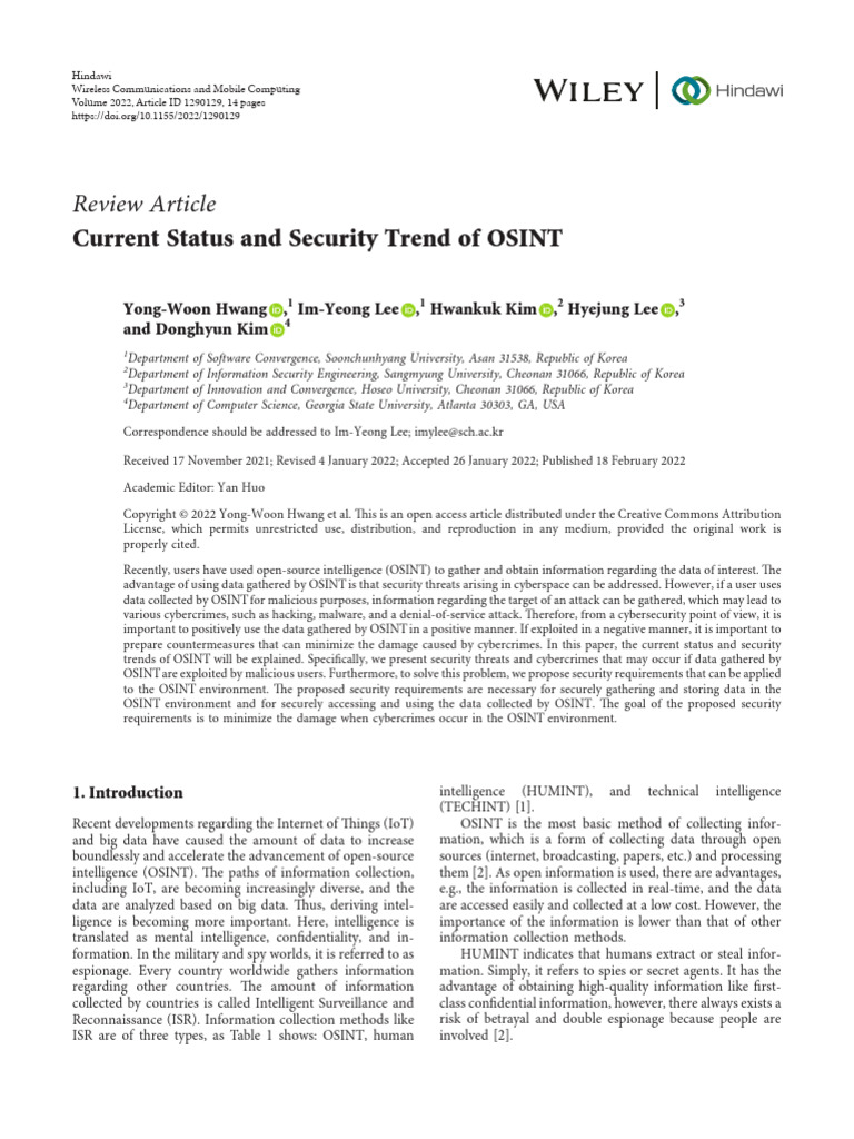 Review Article: Current Status and Security Trend of OSINT | PDF ...