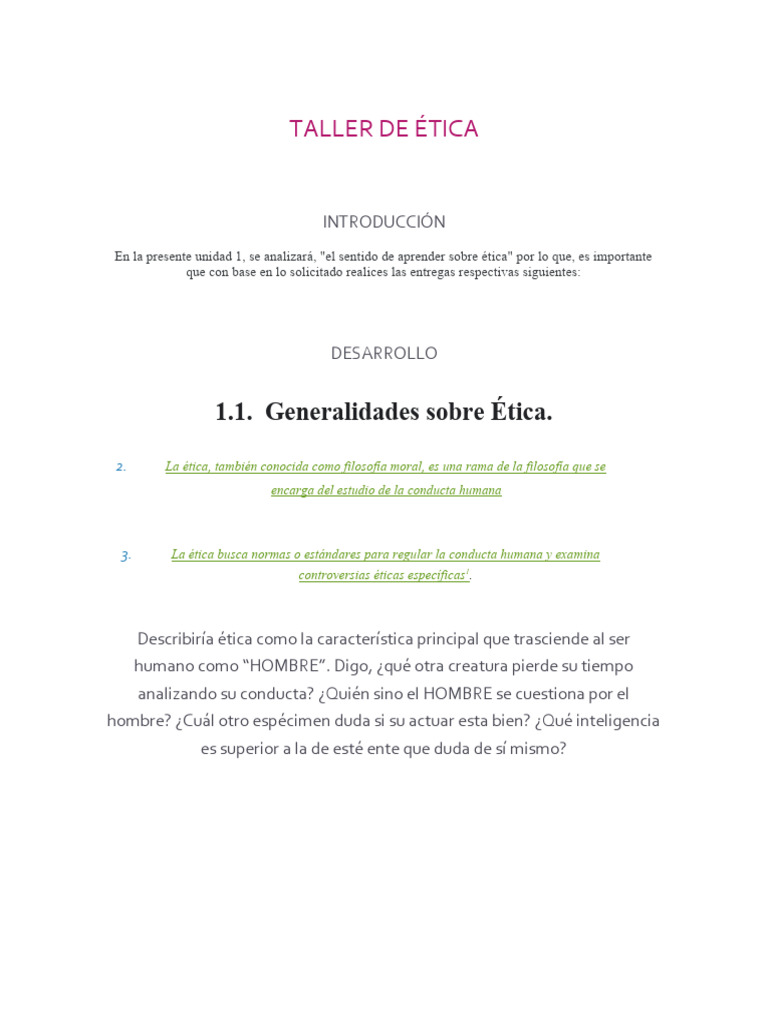 Generalidades de la Ética y su Historia | PDF