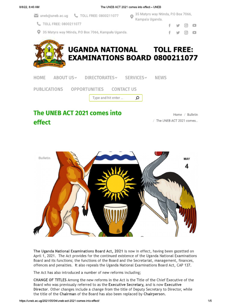 Uneb Act 2001 | PDF