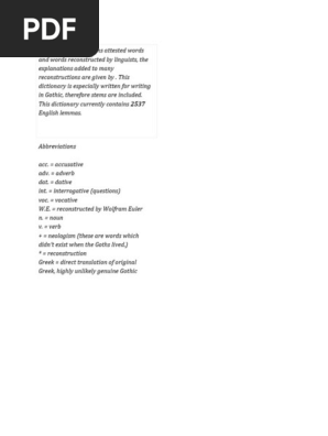 Gothic Language Dictionary A-Z | PDF | English Language | Linguistics