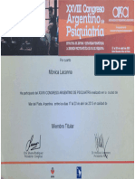 Asistente XXIII Congreso Argentino de Psiquiatría. Apsa.2015