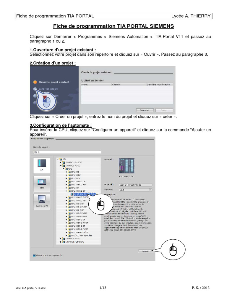 Guide de programmation TIA Portal V11 | PDF | Programmation ...
