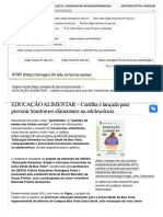 EDUCAÇÃO ALIMENTAR - Cartilha É Lançada para Prevenir Transtornos Alimentares Na Adolescência - Zona Oeste