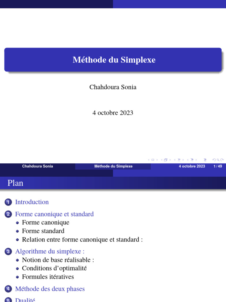 Méthode du Simplexe en Programmation Linéaire | PDF | Optimisation ...
