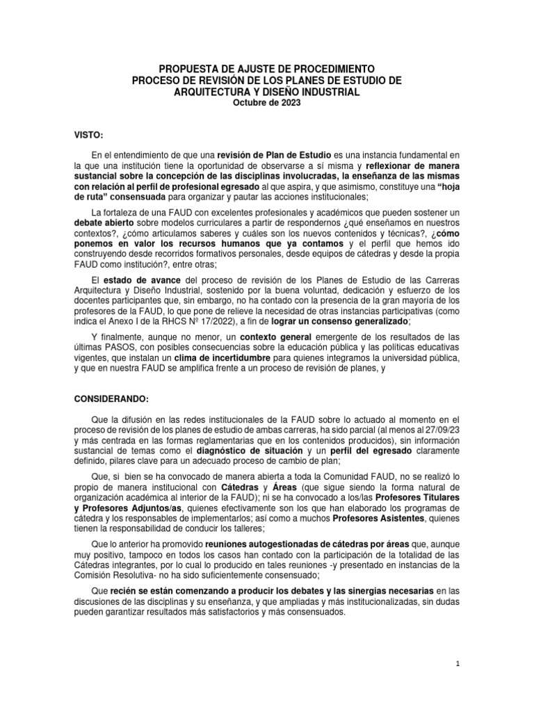 Revisión de Planes de Estudio FAUD 2023 | PDF | Plan de estudios
