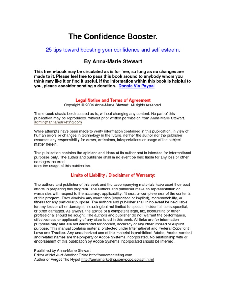 The Confidence Booster | PDF | Self Esteem