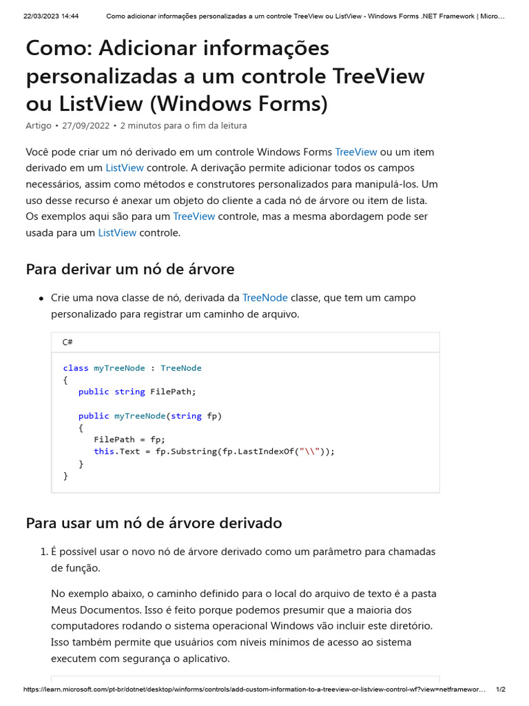Como adicionar informa es personalizadas a um controle treeview ou