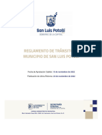 2023 Vigente Reglamento de TR Nsito Del Municipio de San Luis Potos 07062023