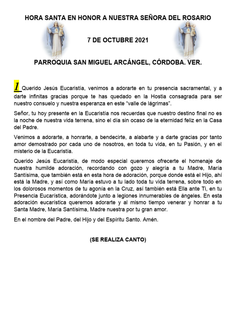 Hora Santa N.S.R | PDF | María, madre de Jesús | eucaristía