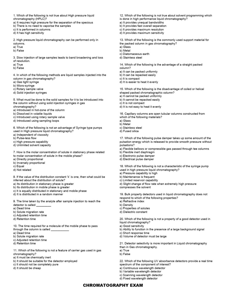 Chromatography Exam | PDF