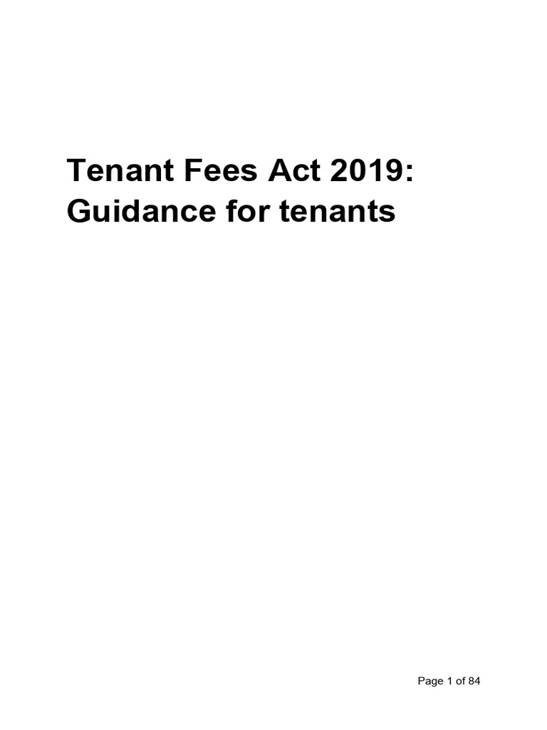 Tenant Fees Act Tenant Guidance PDF Leasehold Estate Landlord