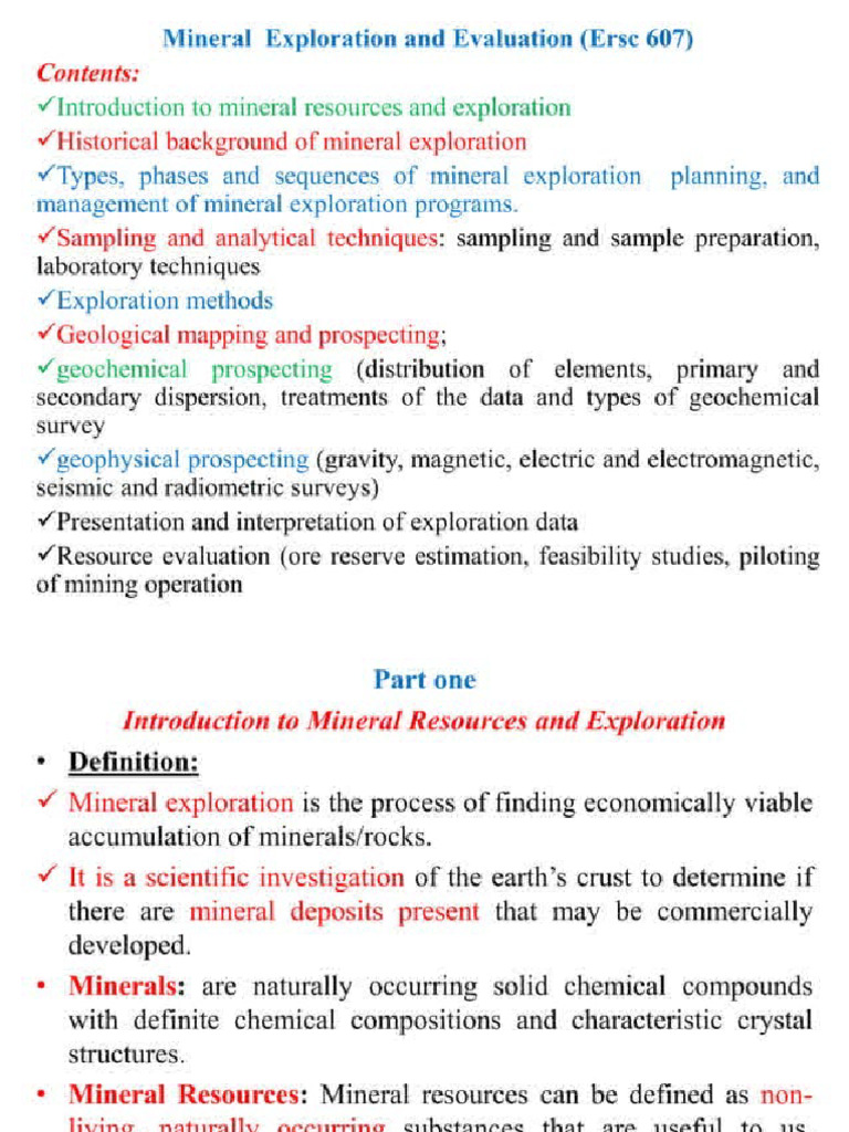 Mineral Exploration and Evaluation | PDF